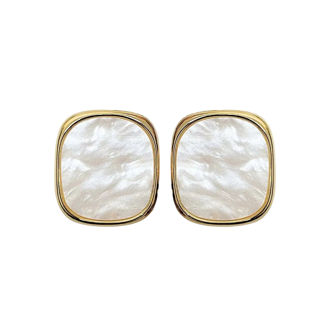 Boucles D'Oreilles Carrées En Résine De Couleur Blanc Crème