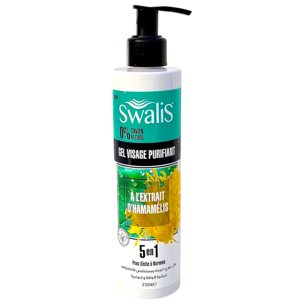 Swalis 0% Savon Alcool Gel Visage Purifiant À L'Extrait D'Hamamélis 5En1