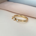 Bague Acier Garanti Inoxydable Solitaire Simple 3 Pierres Dorée