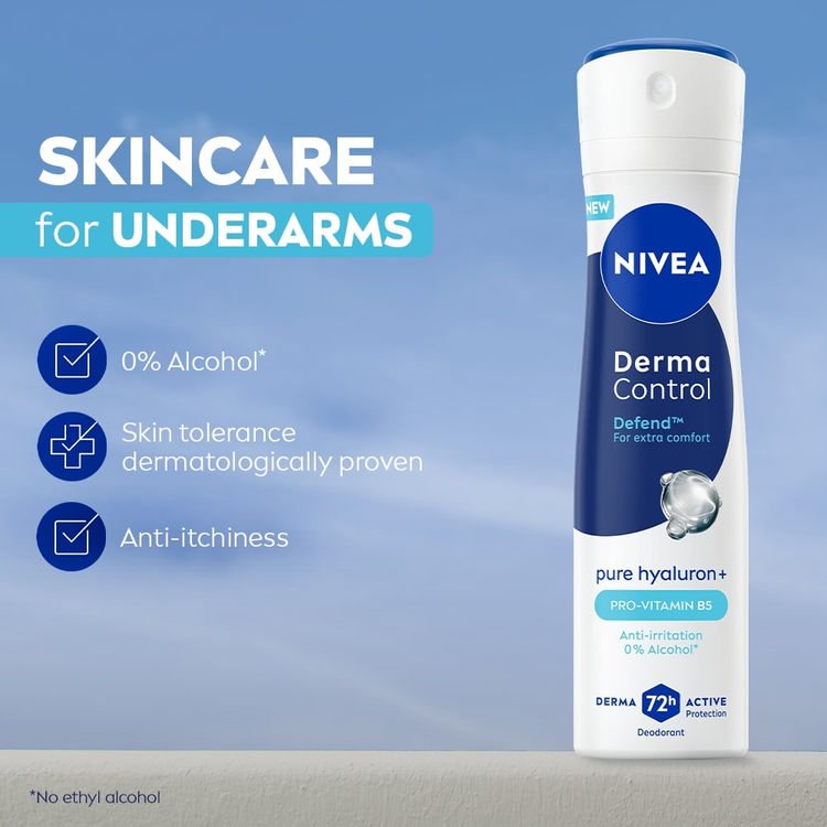 Nivea مزيل العرق Derma Control Pure Hyaluron Pro-Vitam8N B5 0% كحول بخاخ