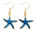 Boucles D’Oreilles Étoile De Mer Bleue Dorées