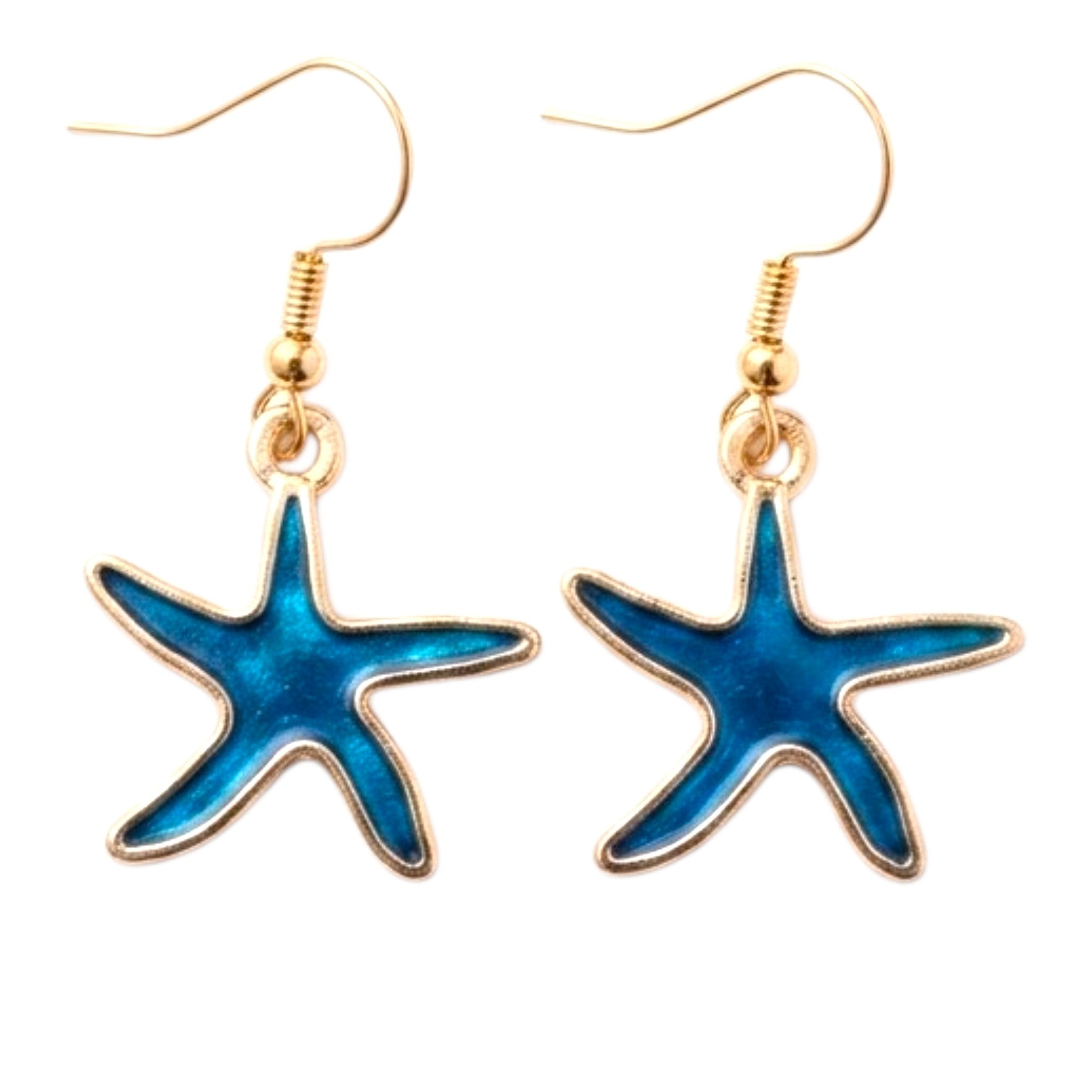 أقراط نجمة البحر زرقاء وذهبية ✨