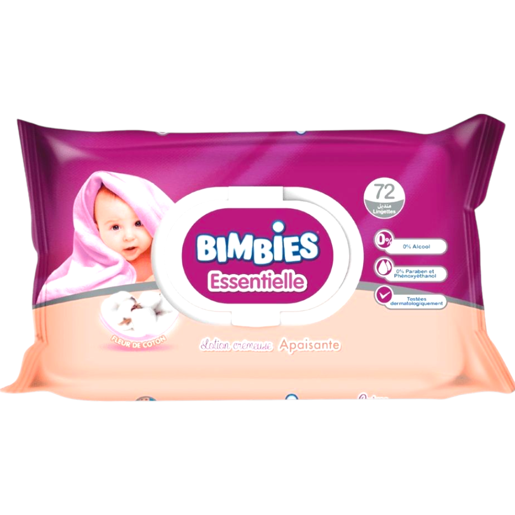 Bimbies Sensitive Lingettes Douceur Coton 60 Lingettes