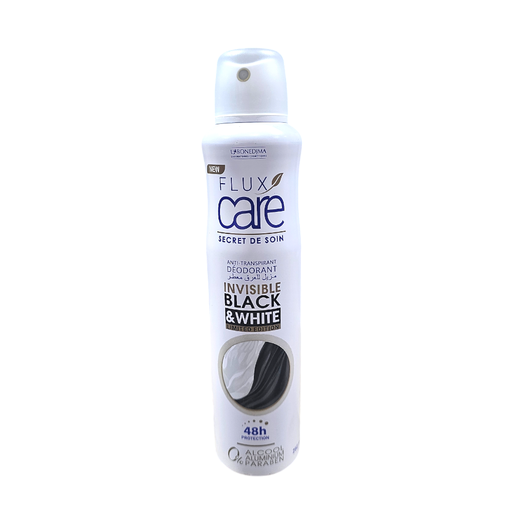 Flux Care Secret De Soin Anti-Transpirant Déodorant Lnvisible Black & White 48H Protection 0% Alcool Aluminium Paraben