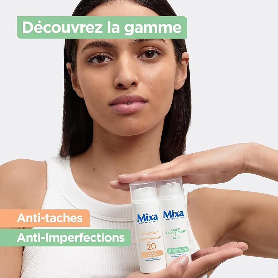 جل مزيل للمعان ومضاد للعيوب من Mixa Sensitive Skin Expert (حمض الساليسيليك + أحماض ألفا هيدروكسي)