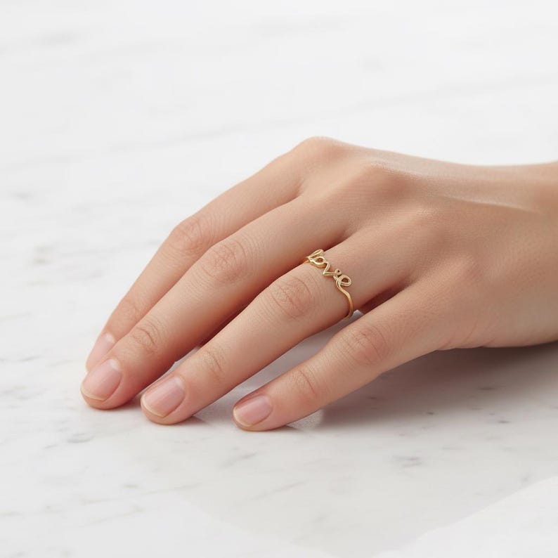 Doré Amour Pour Bague De Mariage Motif Saint-Valentin Cadeau Ouvert Bague