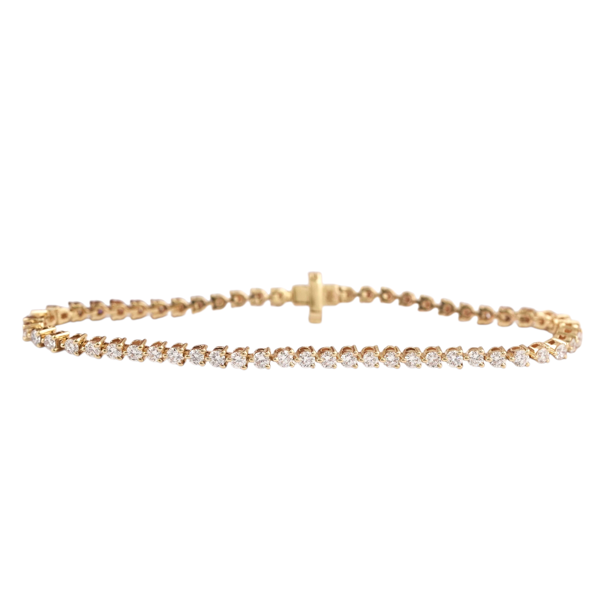 Bracelet Tennis En Diamants Cultivés En Laboratoire Taille Ronde Bracelet De Mariée En Jaune 14 Carats Cadeau Bracelet En Diamants Sans Conflit Pour Elle