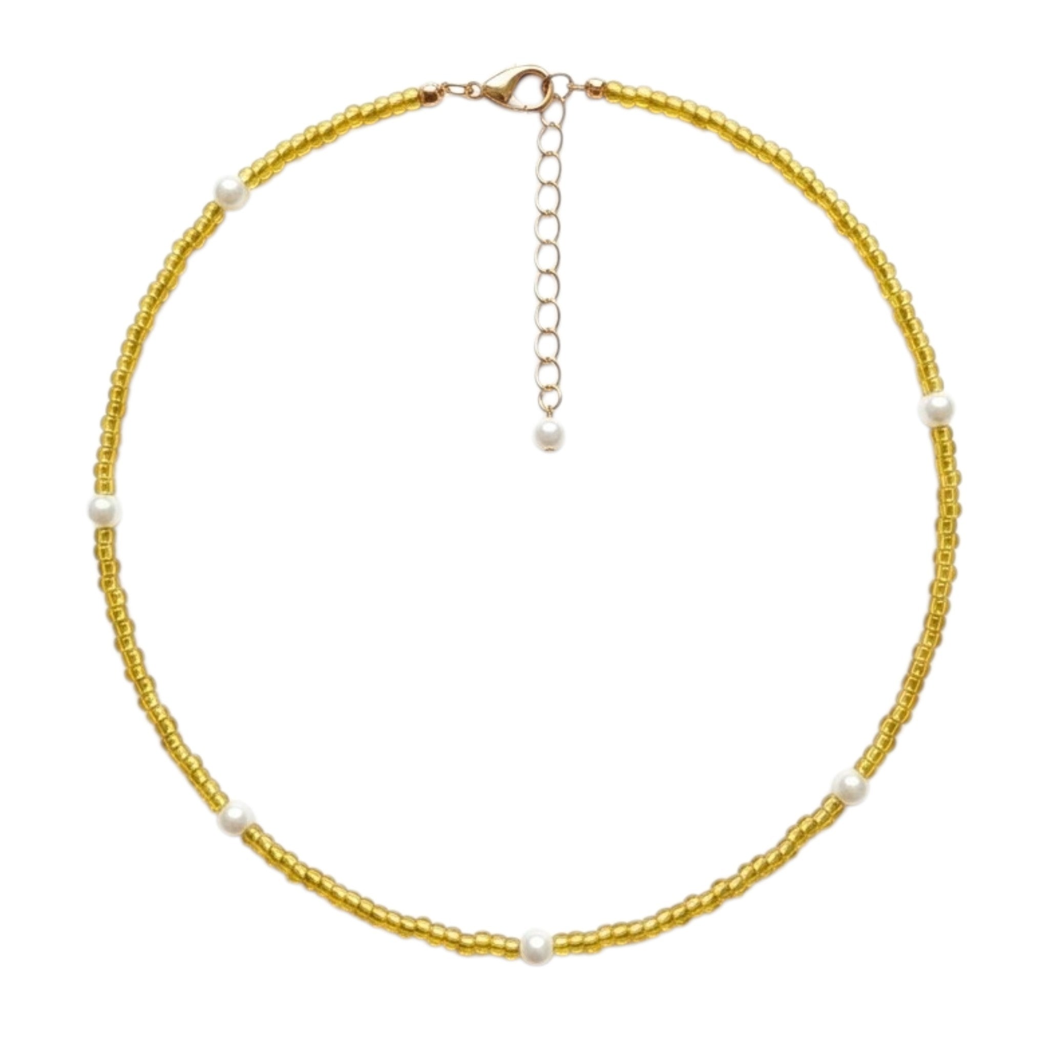 Collier Femme Doré À Perles Blanches – Élégant & Raffiné