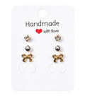 Coffret Boucles D’Oreilles Nœud Doré & Cristal Brillant