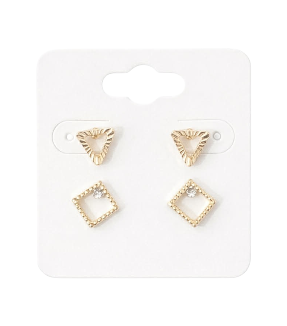 Lot De 2 Paires De Boucles Dorées Puces Cristallines Et Étoiles Solaires